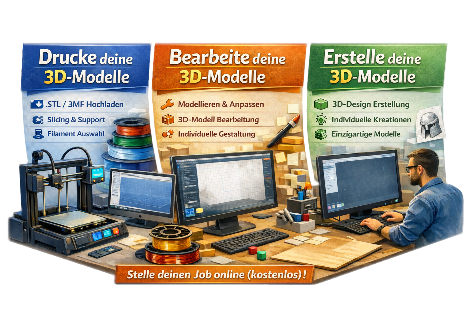 3D-Druck Modelle - Drucke, Bearbeite und Erstelle deine 3D-Modelle