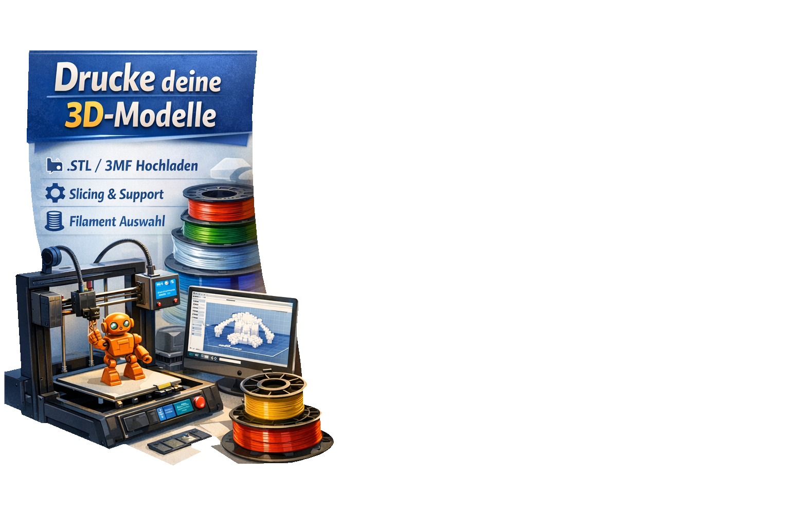 Drucke deine 3D-Modelle